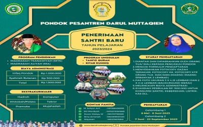 Penerimaan Santri Baru Pondok Pesantren Darul Muttaqien Jambi Tahun Ajaran 2023/2024
